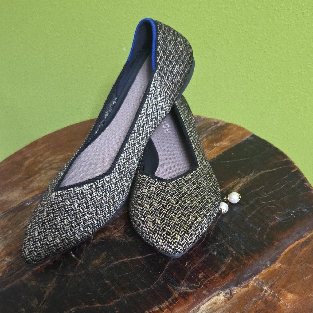Rothy's Black and Tan Patterned Flats